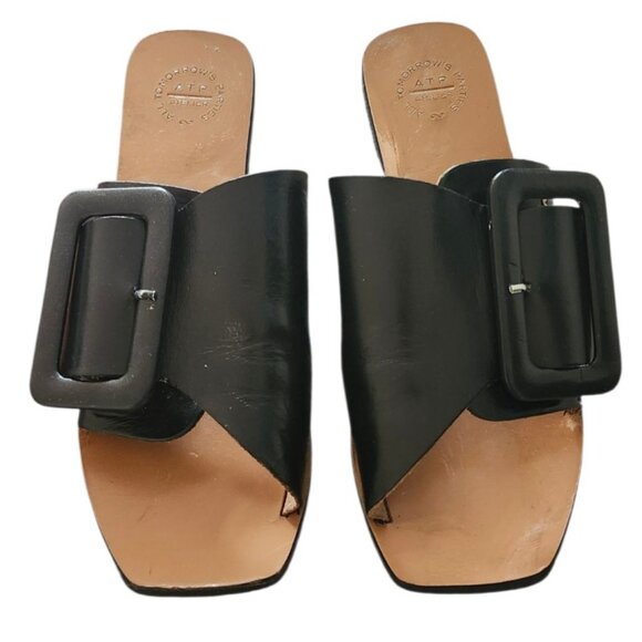 ATP ATELIER Women's Ceci flat Sandals Black Size EU 38/US 7.5 - Picture 1 of 12